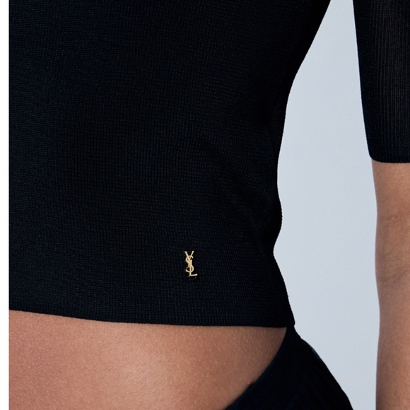 SAINT LAURENT Cassandre YSL logo semi-sheer top - Picture 2 of 5